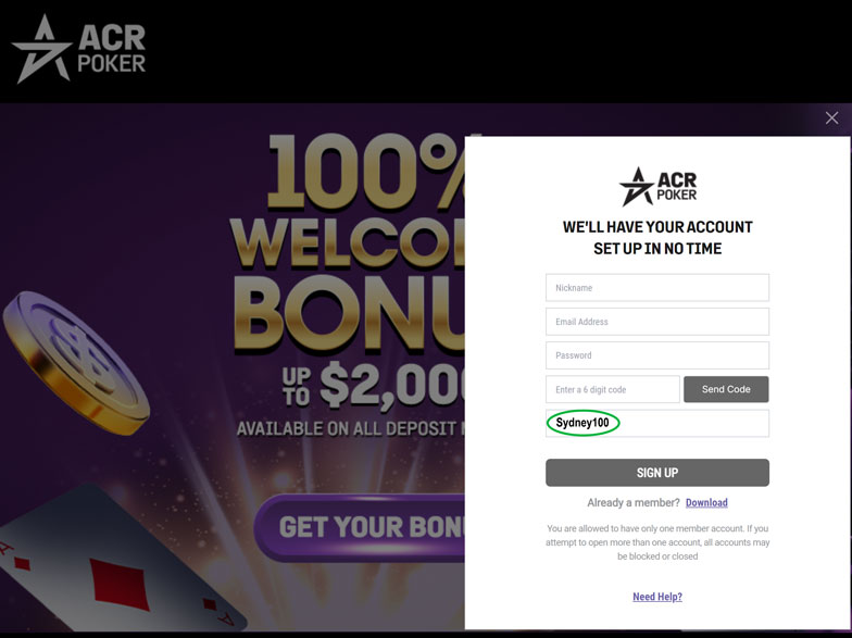 ACR Poker Referral Code